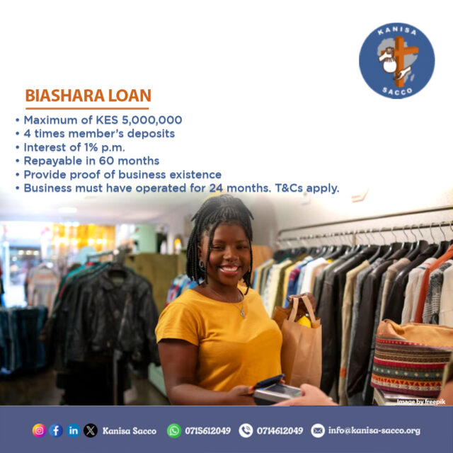 Do you need funds to boost or grow your business? Apply for Biashara loan today, get up to 5 Million and repay in 60 months. For inquiries, call 0111056100. T&Cs Apply. #businessloans #WorkingCapital #growyourbusiness #AffordableLoans #InvestInGrowth